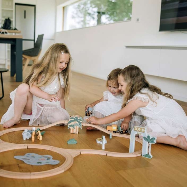 Игровой набор FreeON Деревянная железная дорога с вагонами (80630) - Pampik - 7