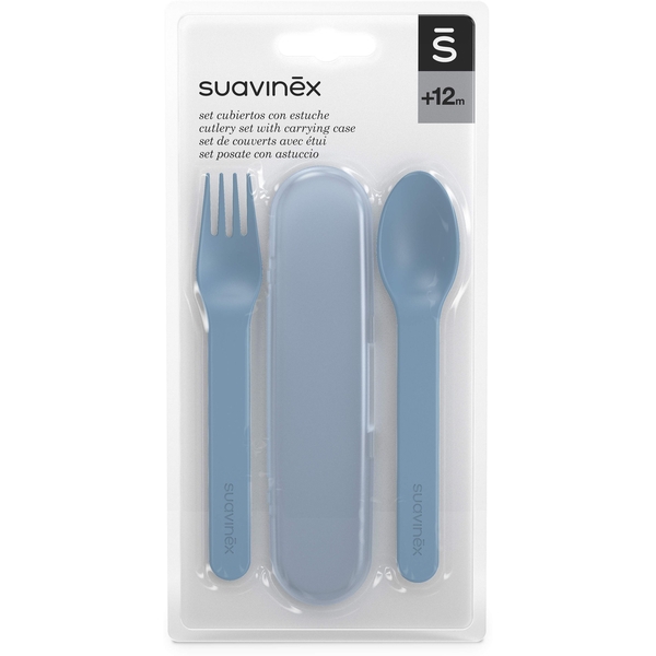 Набір столових приборів Suavinex Go natural у футлярі, блакитний (401506) - Pampik - 2