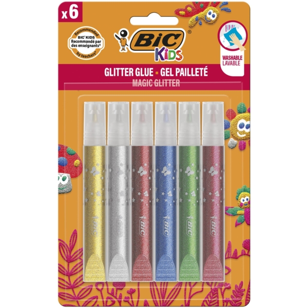 Набір клей-олівців BIC Kids Glitter Glue Metallic, 6 шт. (893269) - Pampik