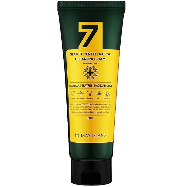 Очищающая пенка для проблемной кожи лица с экстрактом центели May Island 7 Days Secret Centella Cica Cleansing Foam 150 мл - Pampik