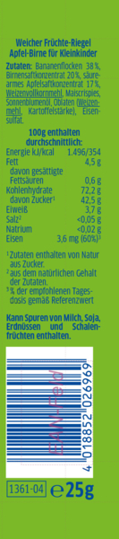 Батончик фруктовый Bebivita Яблоко-груша, 25 г - Pampik - 2