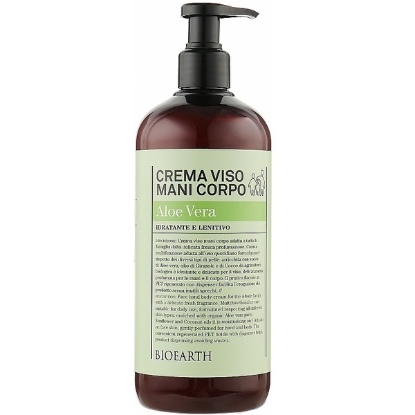 Универсальный крем 3 в 1 Bioearth Family 3 in 1 Cream Aloe Vera 500 мл - Pampik