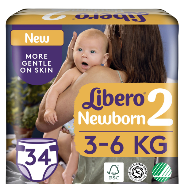 Підгузки на липучках Libero New Born 2 (3-6 кг), 34 шт. - Pampik