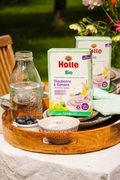 Каша з козячого молока Holle з чорницею та бананом, органічна, від 6 місяців, 200 г - Pampik - 3