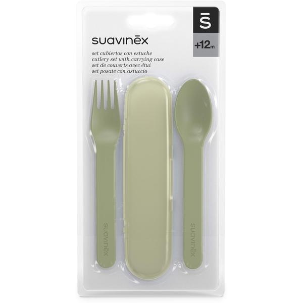 Набір столових приборів Suavinex Go natural у футлярі, зелений (401507) - Pampik - 2