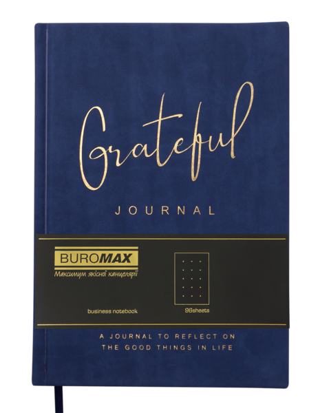 Блокнот діловий Buromax Grateful А5, 96 аркушів, в крапку, обкладинка штучна шкіра, синій (BM.295319-02) - Pampik - 2