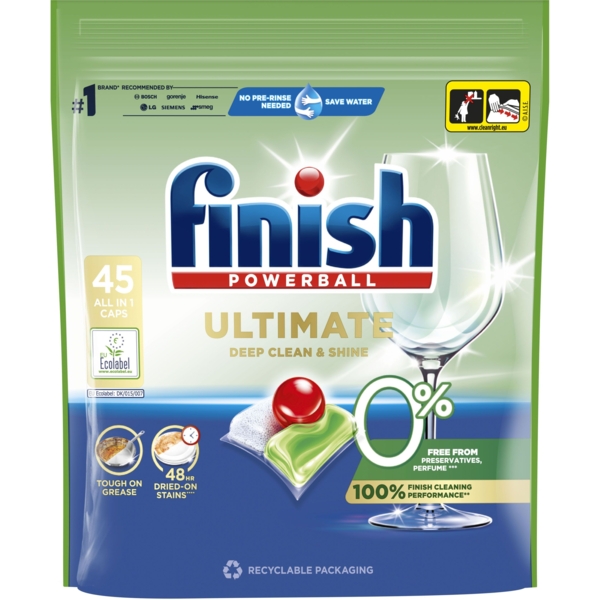 Капсули для посудомийних машин Finish Ultimate 0% All in 1, 45 шт. - Pampik
