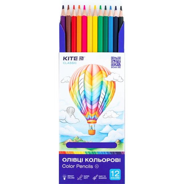 Карандаши цветные Kite Classic 12 шт. (K-051) - Pampik - 2