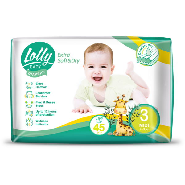 Підгузки на липучках Lolly Soft 3 (4-9 кг), 45 шт. - Pampik