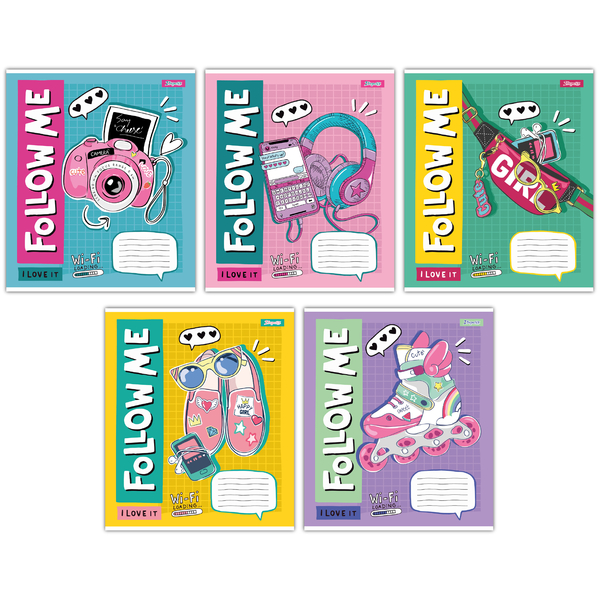 Набор тетрадей 1 Вересня Follow me А5, в линию, 12 листов, 25 шт. (767219) - Pampik