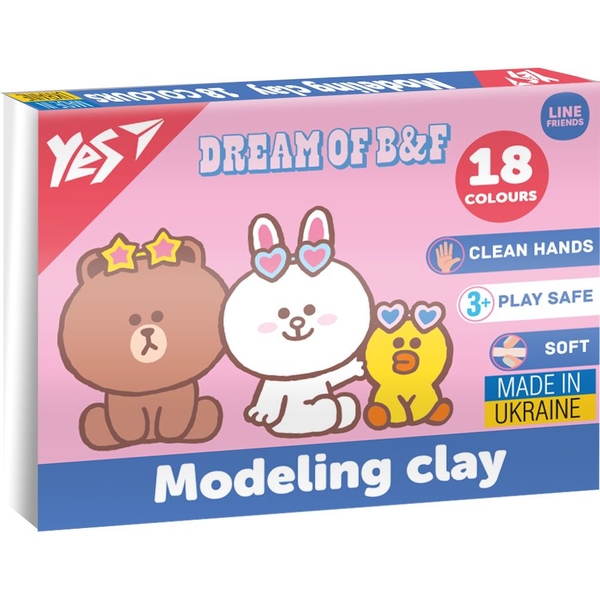 Пластилін Yes Line Friends 18 кольорів, 360 г (540679) - Pampik