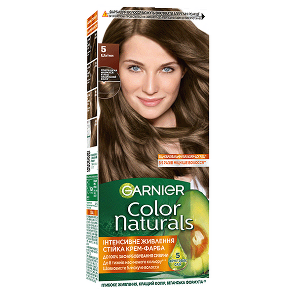 Стійка фарба Garnier Color Naturals Інтенсивне живлення для волосся, №5 Шатен - Pampik
