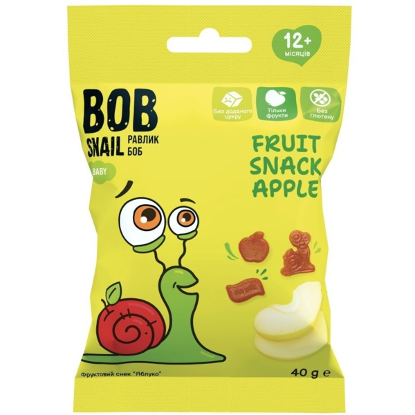 Натуральные снеки для детей Bob Snail Яблоко, 40 г - Pampik