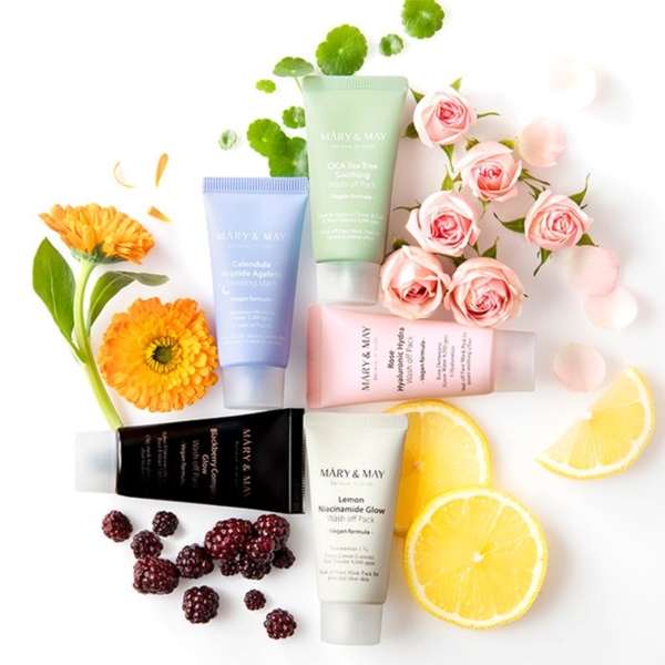 Набір глиняних масок Mary&May Vegan Wash off MasK Mini Gift Set 5 шт. по 30 г + щітка (BT20411) - Pampik - 2
