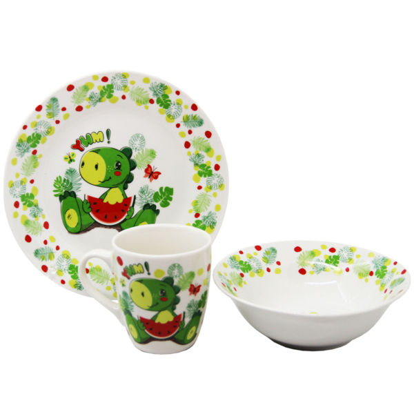 Набір дитячого посуду GGP Dino, порцеляна, 3 предмети (76001132) - Pampik