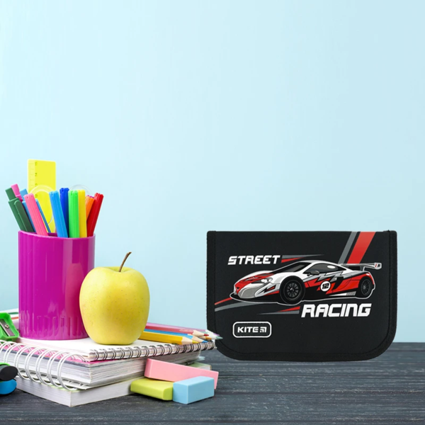 Пенал жесткий Kite Racing 20x14x3.9 см, черный (K24-621-4) - Pampik - 4