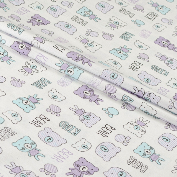 Комплект постельного белья детский Home Line Тедди бязь сиренево-бирюзовый (181500) - Pampik - 2