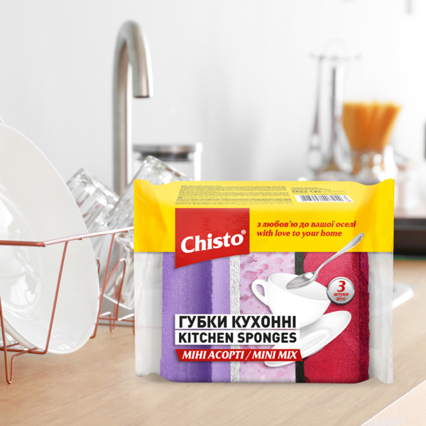 Губки кухонні Chisto Міні Асорті, 3 шт. (GKR3.114A) - Pampik - 3