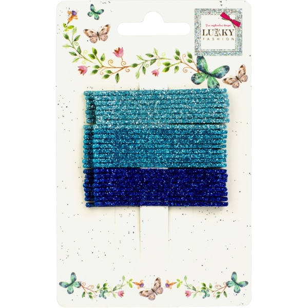 Заколки для волосся Lukky, 24 шт., блакитні/сині (T18540_блакитно-синій) - Pampik