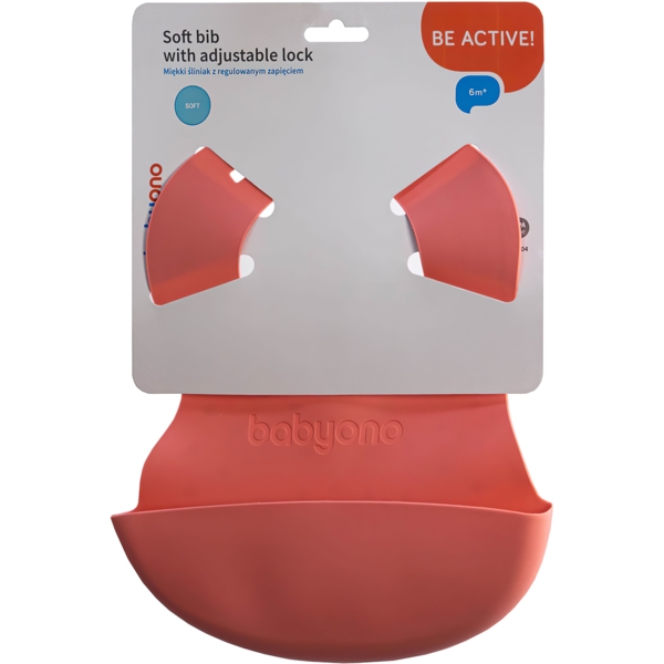 Нагрудник BabyOno мягкий с регулируемой застежкой, розовый, 32x23 см (835/04) - Pampik - 2