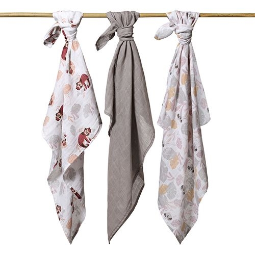 Пелюшки муслінові бавовняні BabyOno, сірі, 70х70 см, 3 шт. (348/10) - Pampik - 3