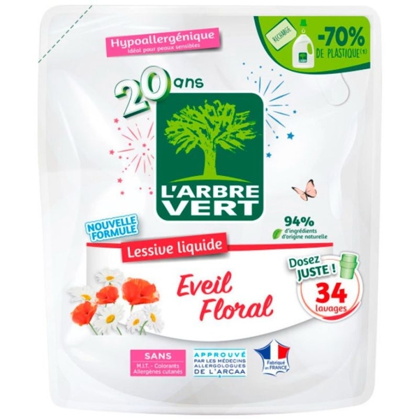 Жидкое моющее средство L'Arbre Vert Аромат цветов, запасной блок, 1.53 л - Pampik