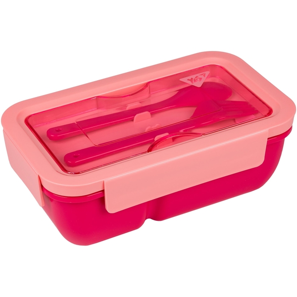 Ланч-бокс Yes Fusion с принадлежностями, розовый, 850 мл (708169) - Pampik