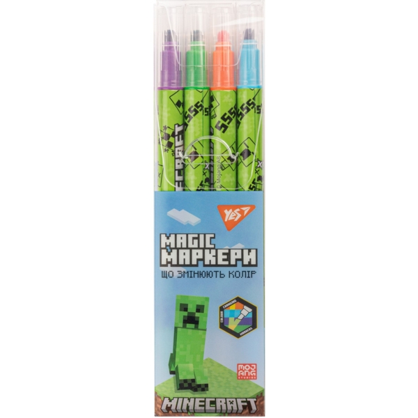 Маркери для малювання Yes Minecraft Змінюють колір, 4 шт. (390713) - Pampik