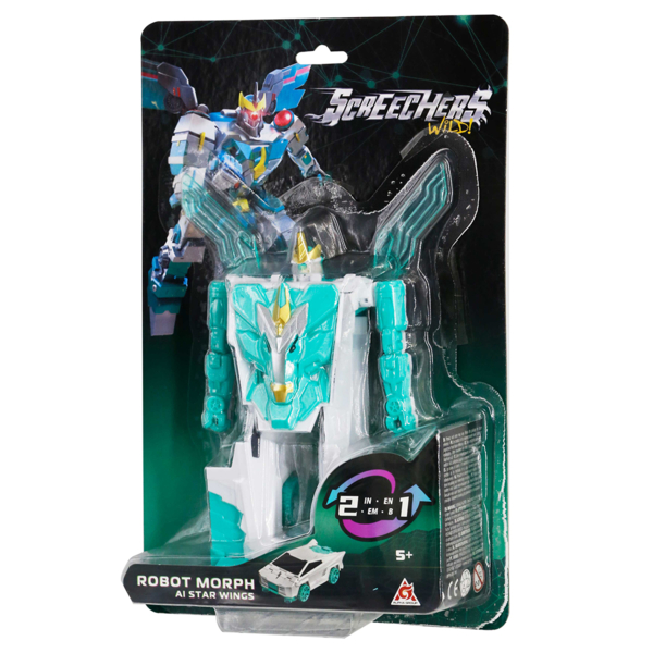 Робот-трансформер Screechers Wild! S5 Стар Вінгс білий з бірюзовим (EU686153) - Pampik - 8