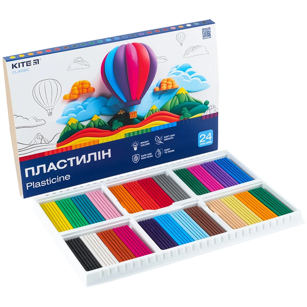 Пластилин восковой Kite Classic 24 цвета 480 г (K-089) - Pampik - 4