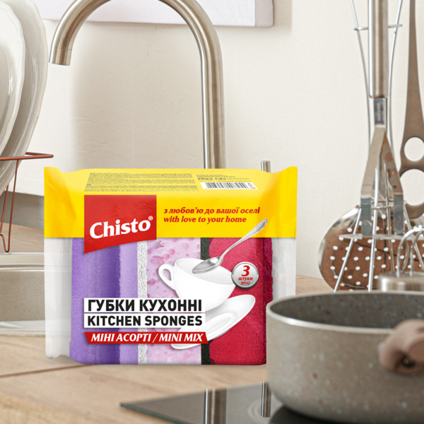Губки кухонні Chisto Міні Асорті, 3 шт. (GKR3.114A) - Pampik - 4