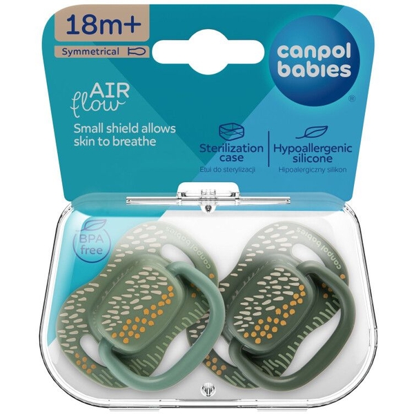 Силиконовая симметричная пустышка Canpol babies Mountains, 18+ месяцев, 2 шт., зеленый (34/932_gre) - Pampik - 6