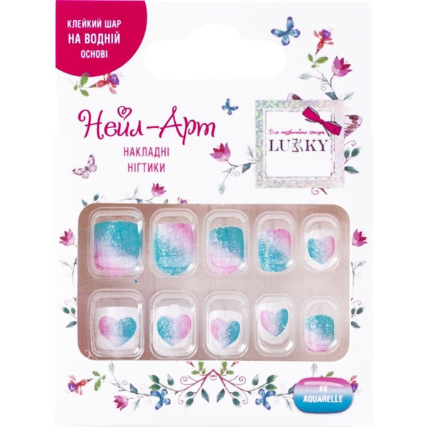 Детские накладные ногти Lukky Aquarelle многоразовые 10 шт. (T19425) - Pampik