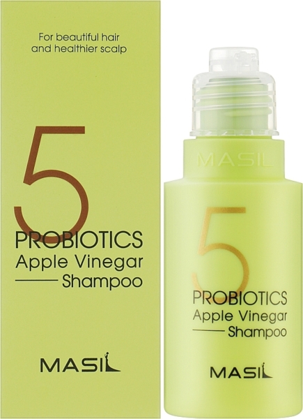 М'який бессульфатний шампунь з проботіками і яблучним оцтом Masil 5 Probiotics Apple Vinegar Shampoo, 50 мл - Pampik - 2