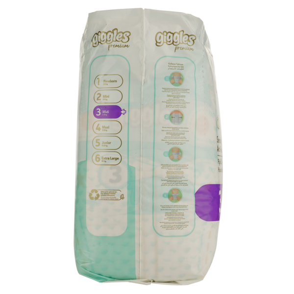 Підгузки на липучках Giggles Premium 3 (4-9 кг), 34 шт. - Pampik - 3