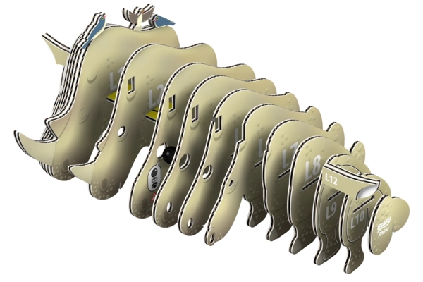 Збірна 3Д модель Eugy Зоопарк Носоріг (XEG-076) - Pampik - 2