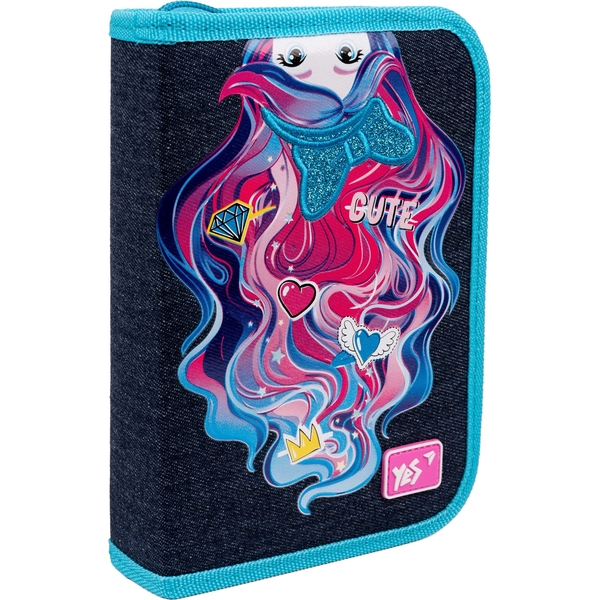 Пенал Yes Caramel Girl HP-04 твердый, одинарный с двумя клапанами, синий (533588) - Pampik