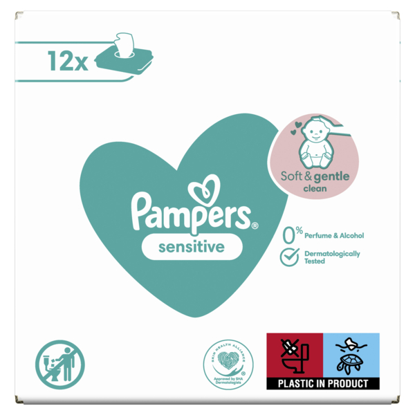 Дитячі вологі серветки Pampers Sensitive, 624 шт. (12 уп. по 52 шт.) - Pampik - 2