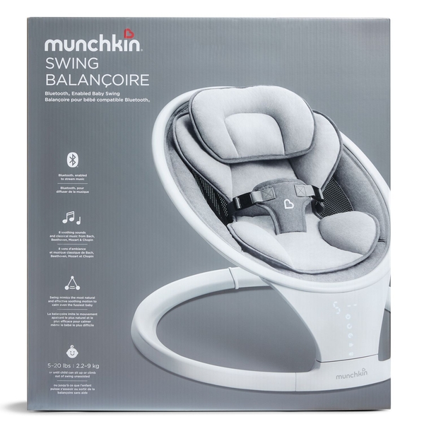 Заколисуючий центр Munchkin Baby Swing з функцією Bluetooth сірий (9029001) - Pampik - 6