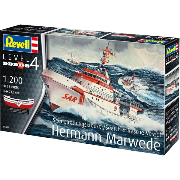 Сборная модель Revell Поисково-спасательное судно Hermann Marwede уровень 4, масштаб 1:200, 78 деталей (RVL-05812) - Pampik