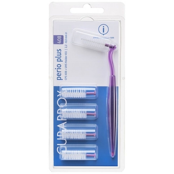Набір міжзубних щіток Curaprox CPS 408, 5 шт. + тримач UHS 451 - Pampik