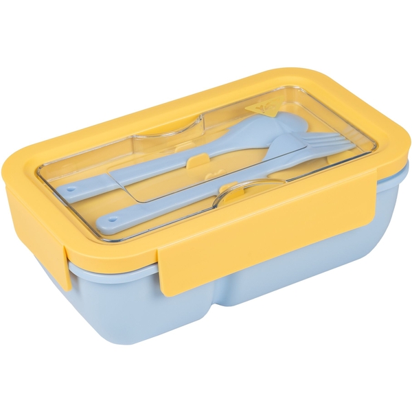 Ланч-бокс Yes Fusion с принадлежностями, желто-голубой, 850 мл (708168) - Pampik