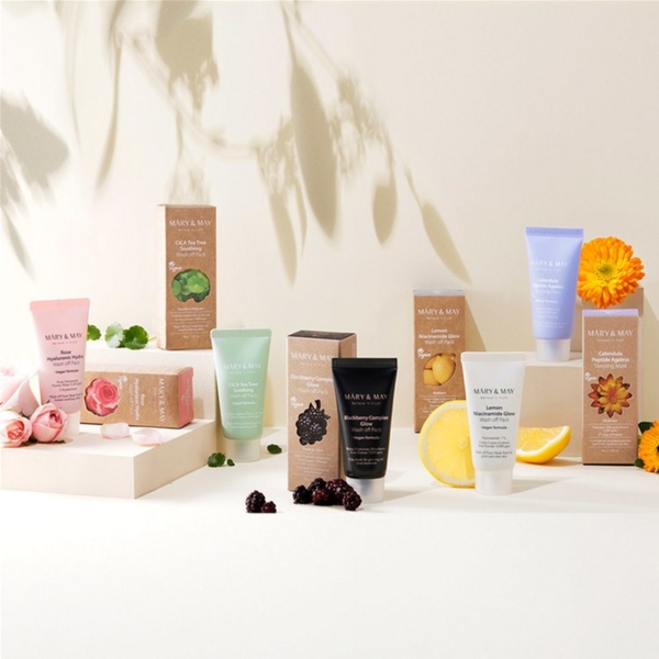 Набір глиняних масок Mary&May Vegan Wash off MasK Mini Gift Set 5 шт. по 30 г + щітка (BT20411) - Pampik - 4