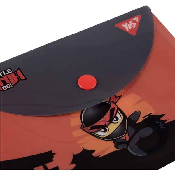 Папка-конверт Yes Ninja B7 на кнопке, оранжево-серый (492265) - Pampik - 2