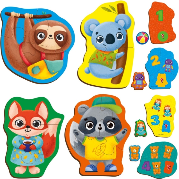 Пазлы картонные с игрой Vladi Toys Малыш сможет Животные Игрушки, 12 элементов (VT1722-27) - Pampik - 3