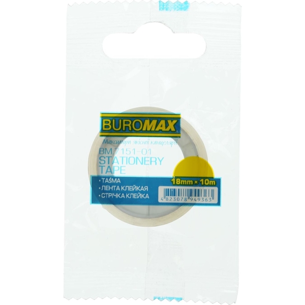 Клейка стрічка канцелярська Buromax 18 мм х 10 м 1 шт. прозора (BM.7151-01) - Pampik - 2