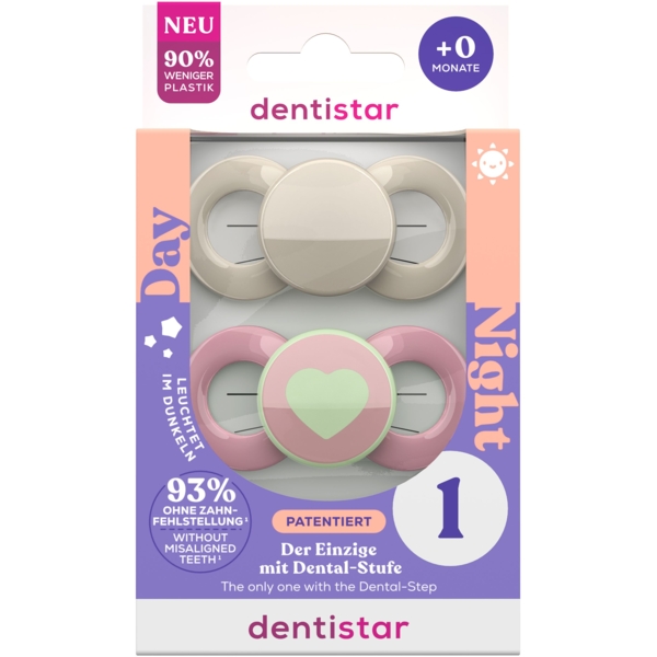 Пустушка ортодонтична Dentistar для дівчинки, 0-6 місяців, 2 шт. (3960001) - Pampik - 2