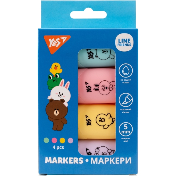Маркер текстовий Yes Line Friends, 4 шт. (390711) - Pampik - 3