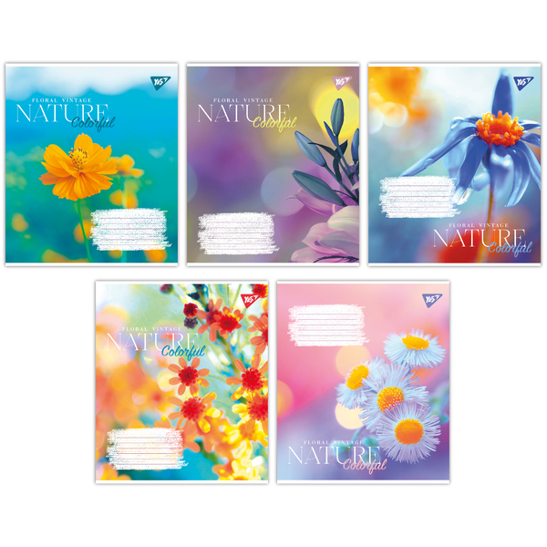 Набір зошитів Yes Nature colorful А5, в клітинку, 60 аркушів, 10 шт. (767145) - Pampik