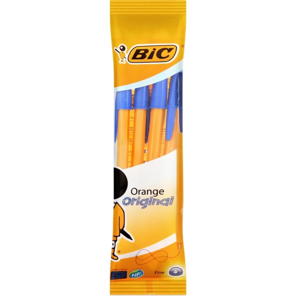 Набор шариковых ручек BIC Orange Original синий 0.36 мм 4 шт. (516336) - Pampik